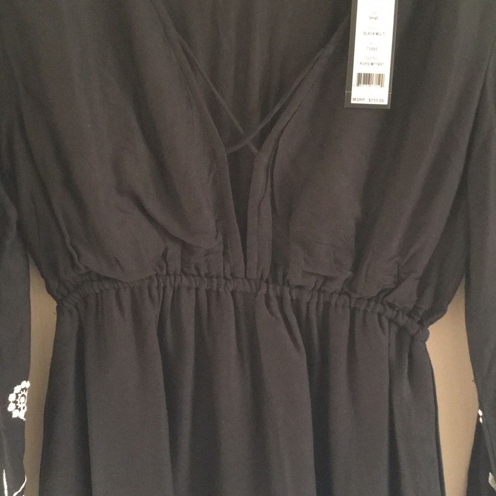 White & Black Embroidered Mini Dress - Picture 5 of 6